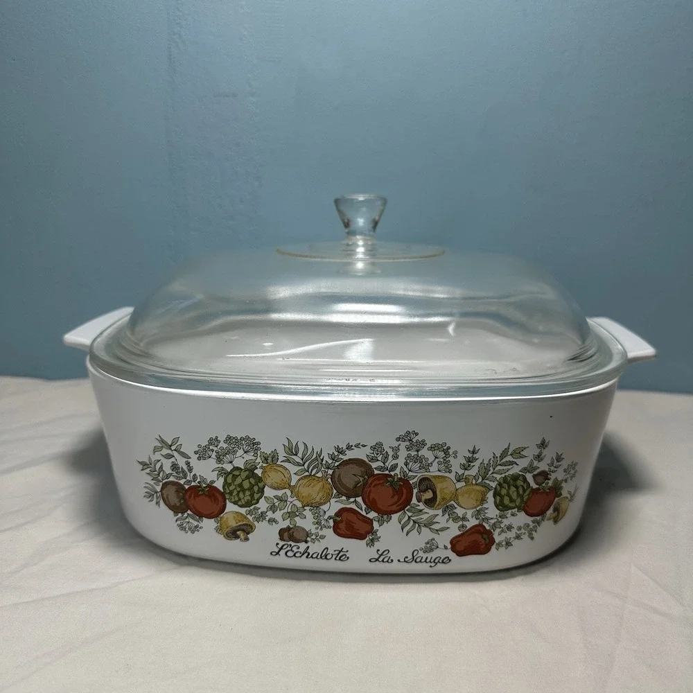 Vintage Corning Ware Spice of Life 4 Quart Casserole Dish A-48-B Lid P-12-C